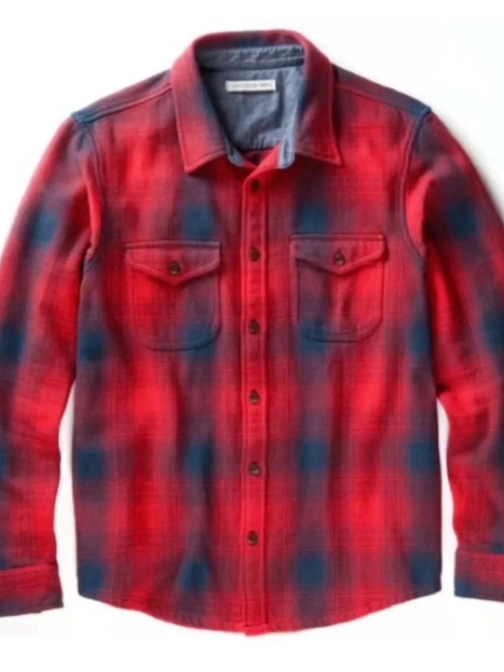 Outerknown Blanket Overlook Plaid Flannel Shirt NWT Organic  Red and Navy Size M